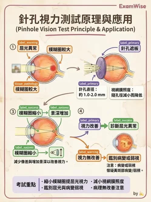 驗光生 - 針孔視力、色覺與視野篩檢 - AI 圖文解析預覽