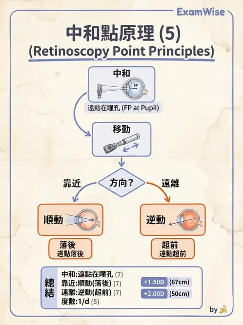 驗光生 - 視網膜檢影鏡度數計算與工作距離補正 - AI 圖文解析預覽