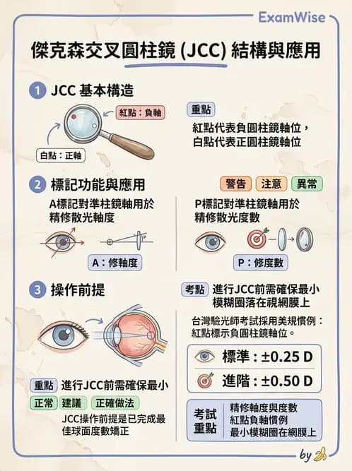 驗光生 - 傑克森交叉圓柱鏡與裂孔板操作 - AI 圖文解析預覽