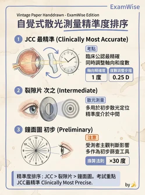 驗光生 - 傑克森交叉圓柱鏡與裂孔板操作 - AI 圖文解析預覽