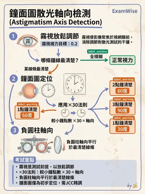 驗光生 - 散光鐘面圖與圖形法檢查 - AI 圖文解析預覽
