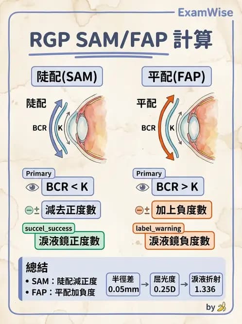 驗光生 - 隱形眼鏡度數計算(硬式RGP淚鏡補償與戴鏡驗光) - AI 圖文解析預覽