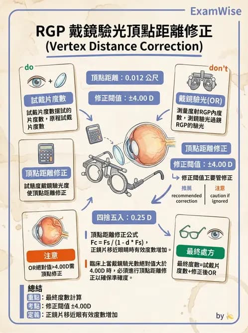 驗光生 - 隱形眼鏡度數計算(硬式RGP淚鏡補償與戴鏡驗光) - AI 圖文解析預覽
