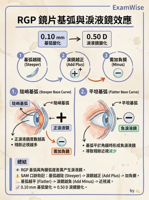 驗光生 - 隱形眼鏡度數計算(硬式RGP淚鏡補償與戴鏡驗光) - AI 圖文解析預覽