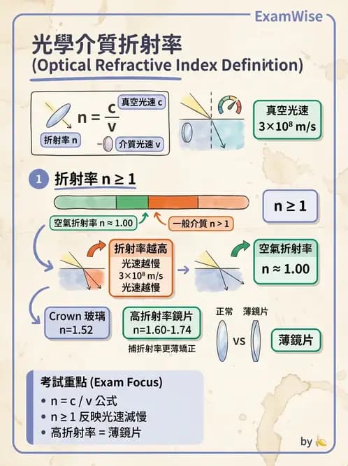 驗光生 - 光的折射定律、全反射與散射現象 - AI 圖文解析預覽