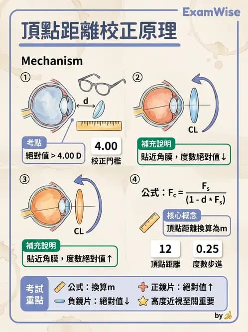 驗光生 - 隱形眼鏡與框架眼鏡頂點距離度數換算 - AI 圖文解析預覽