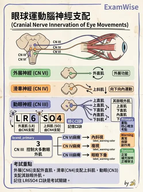 驗光生 - 眼外肌解剖與運動神經支配 - AI 圖文解析預覽