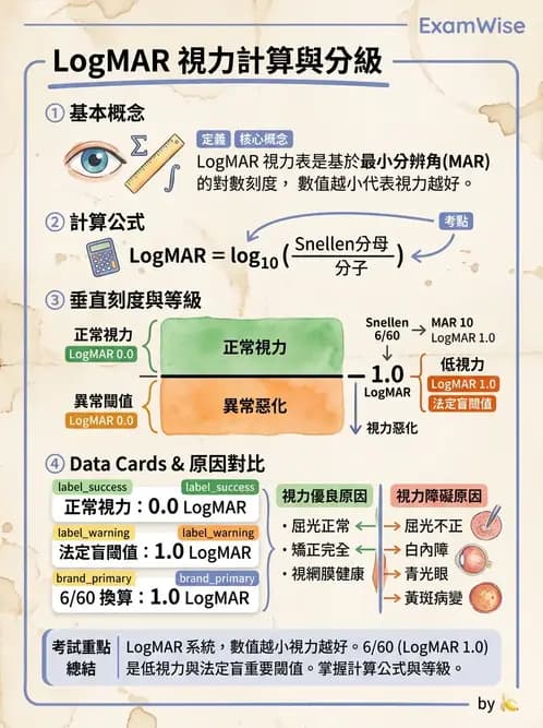 驗光生 - 視力表原理、記錄與對比敏感度 - AI 圖文解析預覽
