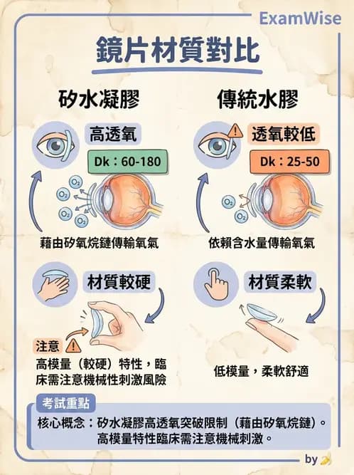 驗光生 - 鏡片材質特性與透氧性 - AI 圖文解析預覽