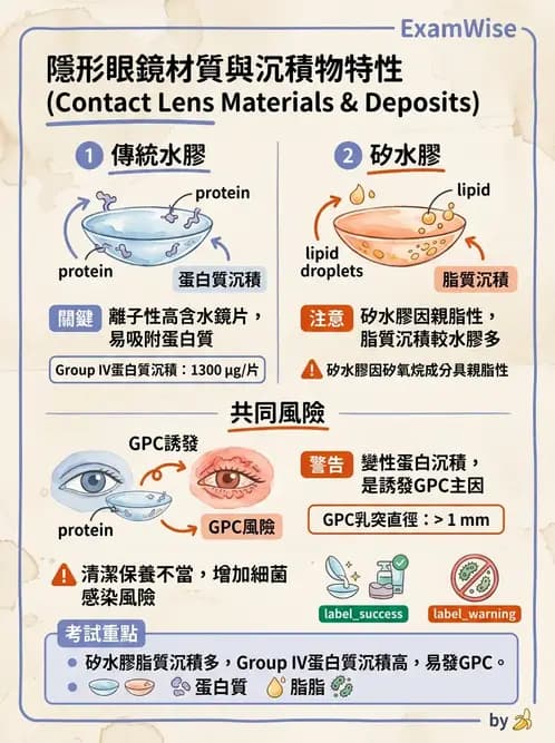 驗光生 - 軟式鏡片FDA分類、離子性與沉積物特性 - AI 圖文解析預覽