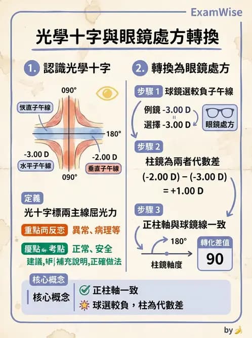 驗光生 - 光學十字讀寫與處方等效轉換 - AI 圖文解析預覽
