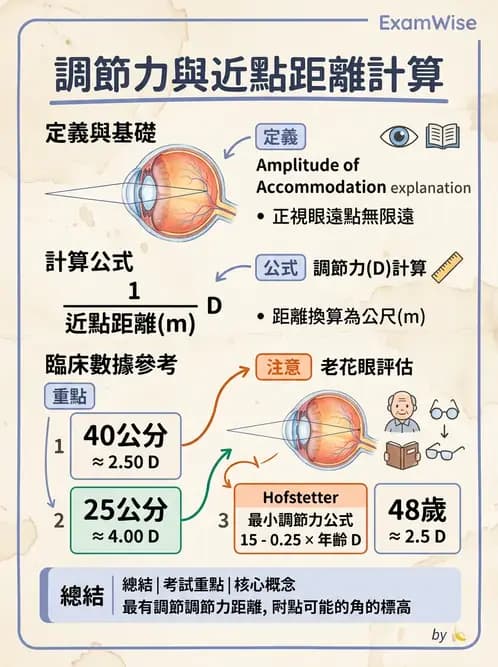 驗光生 - 調節、老花眼與臨床眼光學應用 - AI 圖文解析預覽