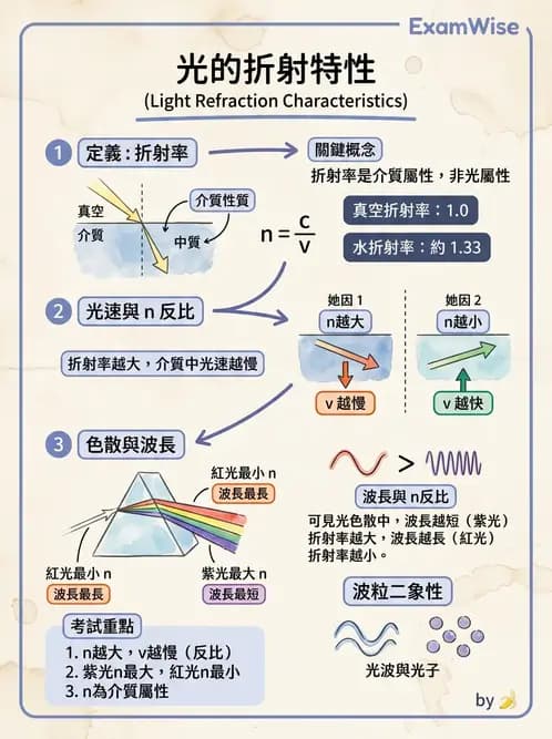 驗光生 - 光的折射定律、全反射與散射現象 - AI 圖文解析預覽