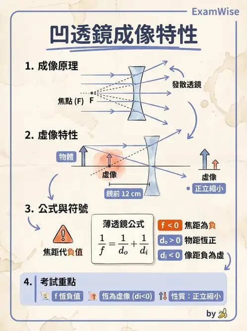 驗光生 - 薄透鏡成像特性與光線追跡 - AI 圖文解析預覽
