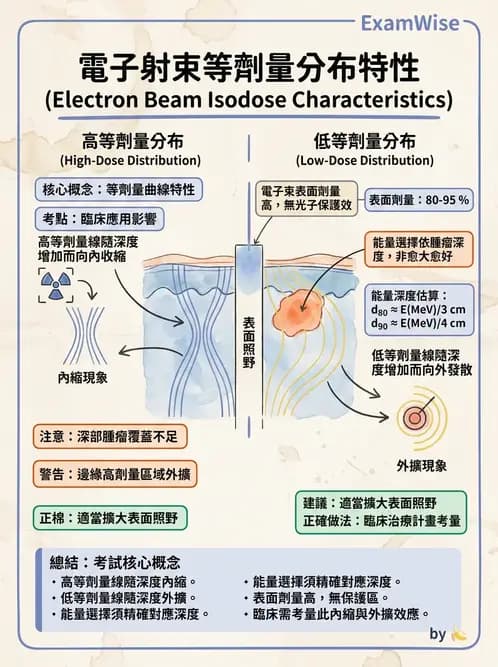 放射 - 電子射束物理特性與劑量分布 - AI 圖文解析預覽