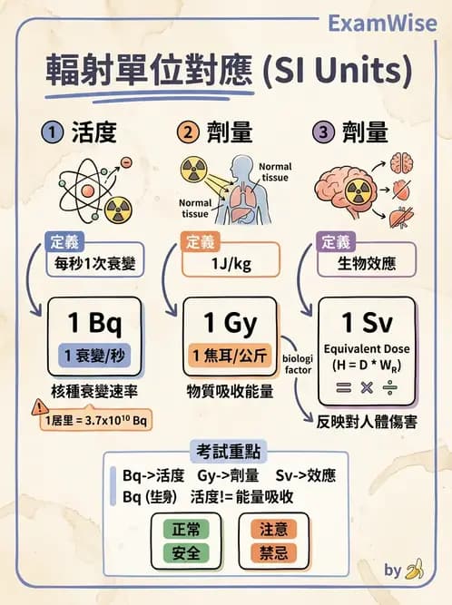 放射 - 劑量物理量與單位 - AI 圖文解析預覽