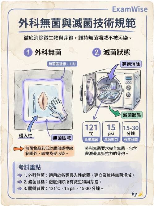 護理師 - 無菌消毒與感染控制 - AI 圖文解析預覽