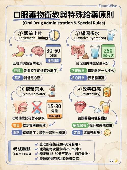 護理師 - 給藥原則與口服給藥 - AI 圖文解析預覽