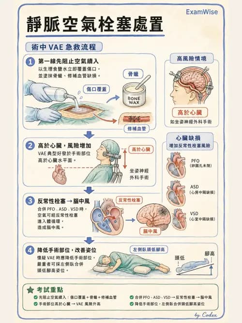 麻醉專護 - 靜脈空氣栓塞 - AI 圖文解析預覽
