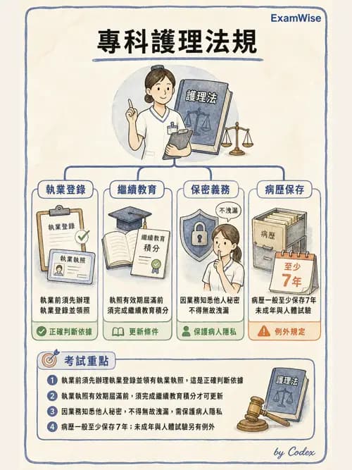 麻醉專護 - 護理及專科護理相關法規 - AI 圖文解析預覽