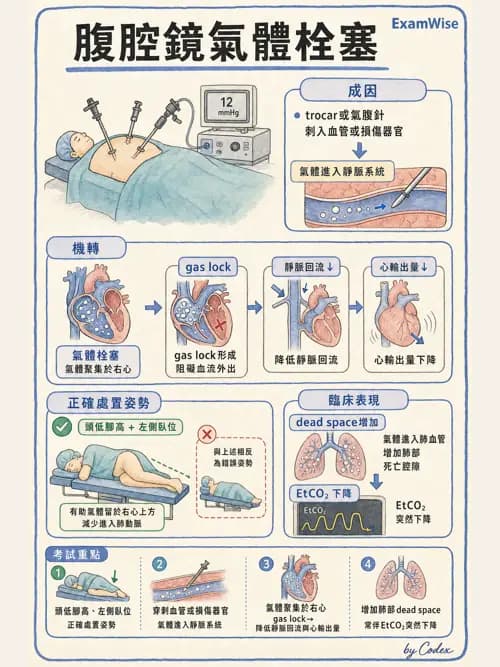 麻醉專護 - 靜脈空氣栓塞 - AI 圖文解析預覽