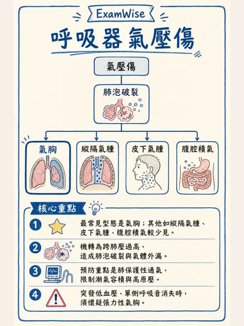 呼吸治療師 - 正壓通氣生理影響與合併症 - AI 圖文解析預覽