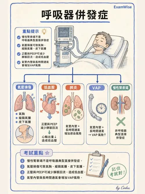 呼吸治療師 - 呼吸器併發症與感染 - AI 圖文解析預覽