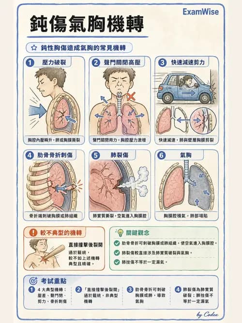 呼吸治療師 - 外力傷害與胸廓病變 - AI 圖文解析預覽