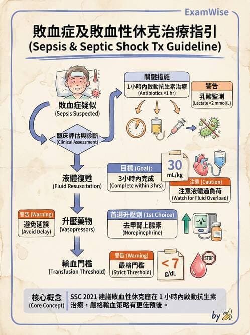 專師 - 敗血症治療與復甦指引 - AI 圖文解析預覽