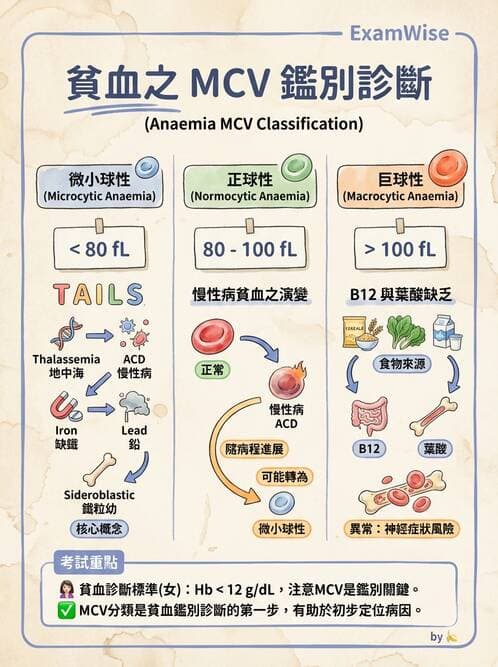 醫檢師 - 貧血診斷與營養缺乏性貧血 - AI 圖文解析預覽