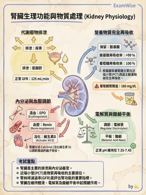 營養 - 腎臟與泌尿生理學 - AI 圖文解析預覽