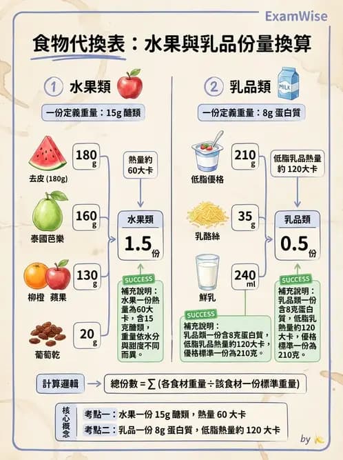 營養 - 食材用量計算與食物代換 - AI 圖文解析預覽