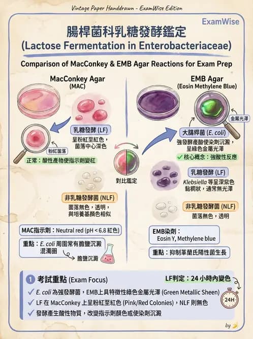醫檢師 - 腸內菌鑑別方法與培養基 - AI 圖文解析預覽
