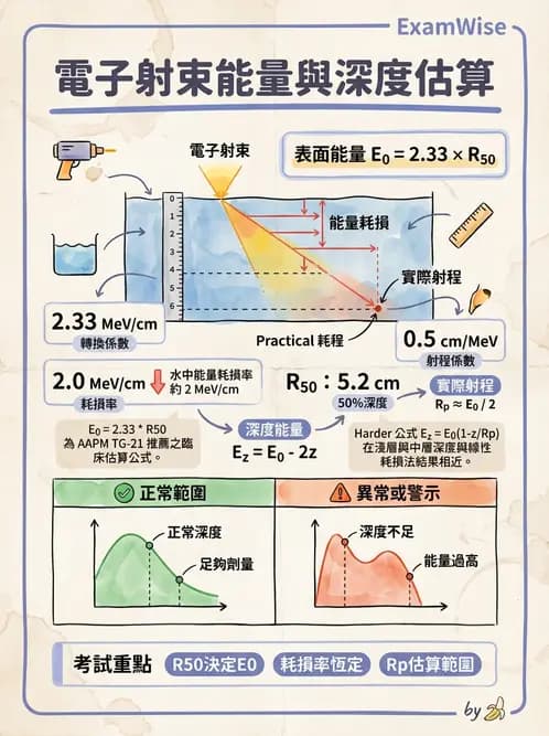 放射 - 電子射束物理特性與劑量分布 - AI 圖文解析預覽