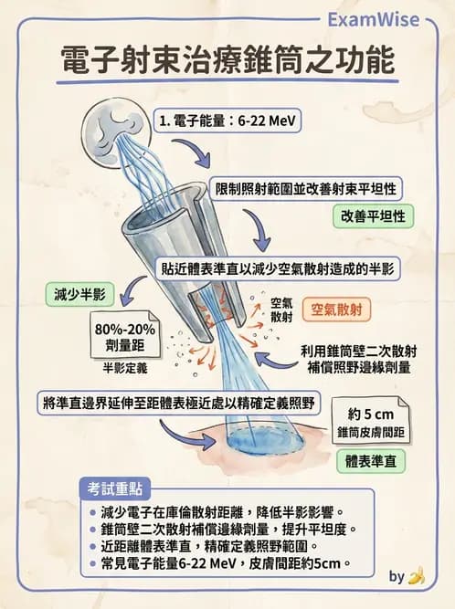 放射 - 電子射束物理特性與劑量分布 - AI 圖文解析預覽
