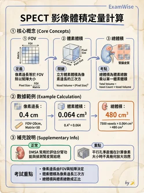 放射 - SPECT掃描參數、設備、衰減校正與QA - AI 圖文解析預覽