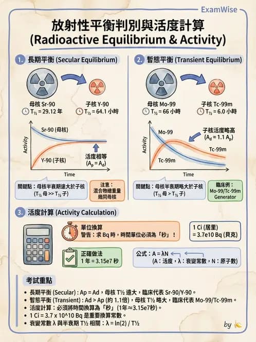 放射 - 放射性活度與衰變計算 - AI 圖文解析預覽