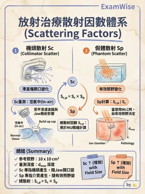 放射 - 劑量增建、散射因子與假體量測 - AI 圖文解析預覽