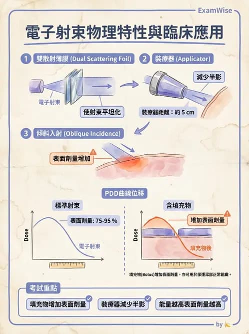 放射 - 電子射束物理特性與劑量分布 - AI 圖文解析預覽