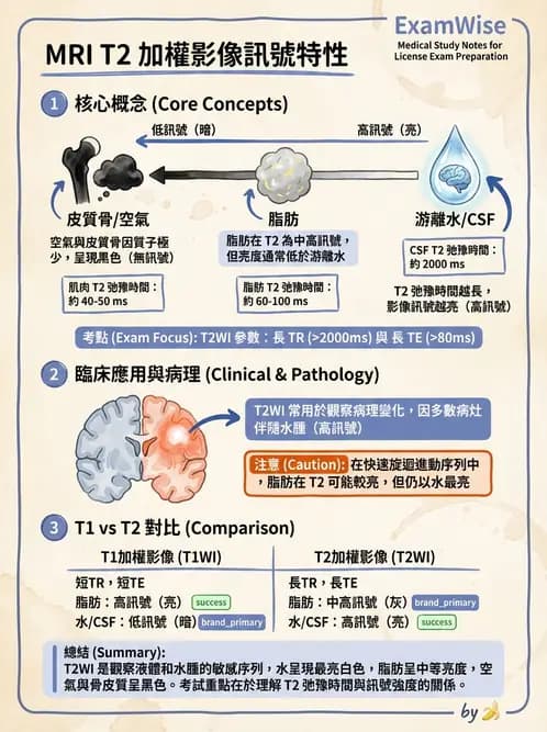 放射 - 脈衝序列與影像對比 - AI 圖文解析預覽