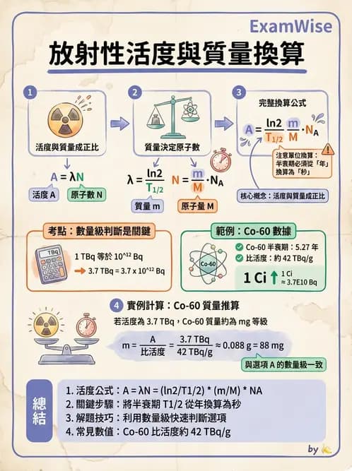 放射 - 放射性活度與衰變計算 - AI 圖文解析預覽