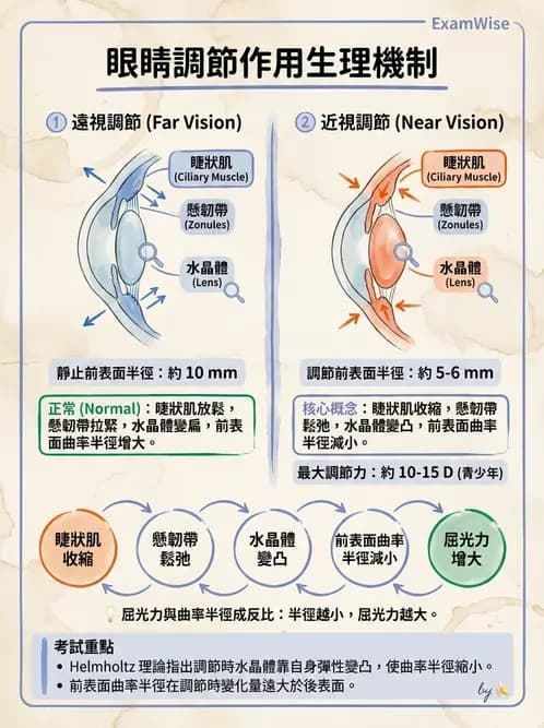 驗光師 - 調節機制與調節量計算 - AI 圖文解析預覽