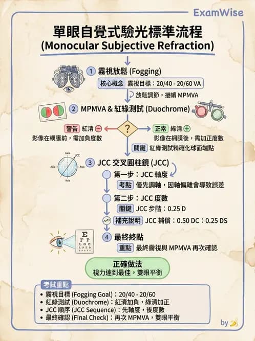 驗光師 - 自覺式驗光流程與球面度判讀 - AI 圖文解析預覽