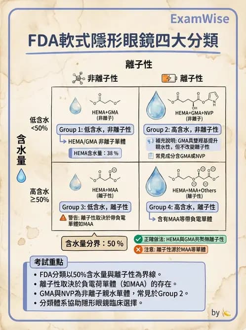 驗光師 - 軟式鏡片單體與化學分類 - AI 圖文解析預覽
