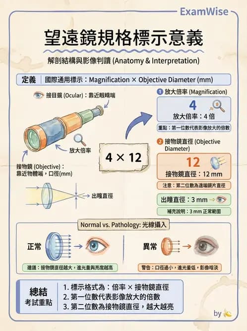 驗光師 - 望遠鏡光學原理與計算 - AI 圖文解析預覽