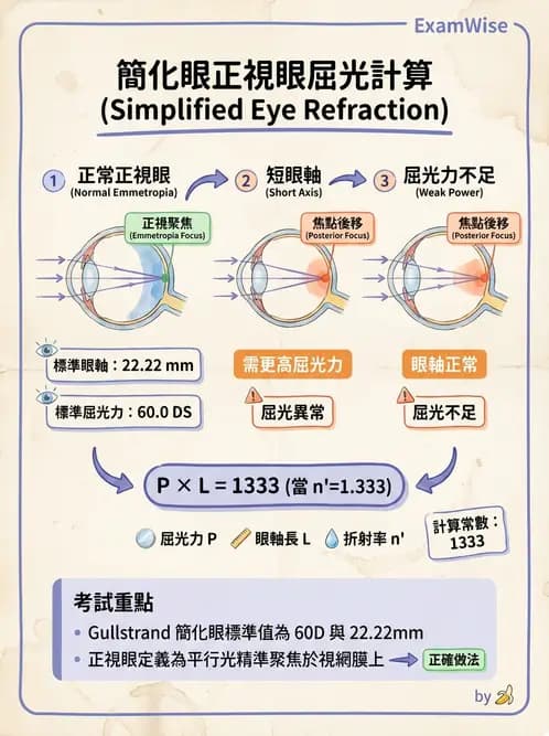 驗光師 - 模型眼屈光計算與屈光不正 - AI 圖文解析預覽