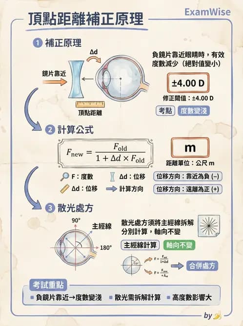 驗光師 - 頂點距離換算與等效處方 - AI 圖文解析預覽