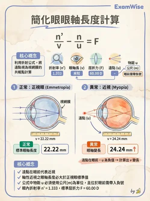 驗光師 - 模型眼屈光計算與屈光不正 - AI 圖文解析預覽