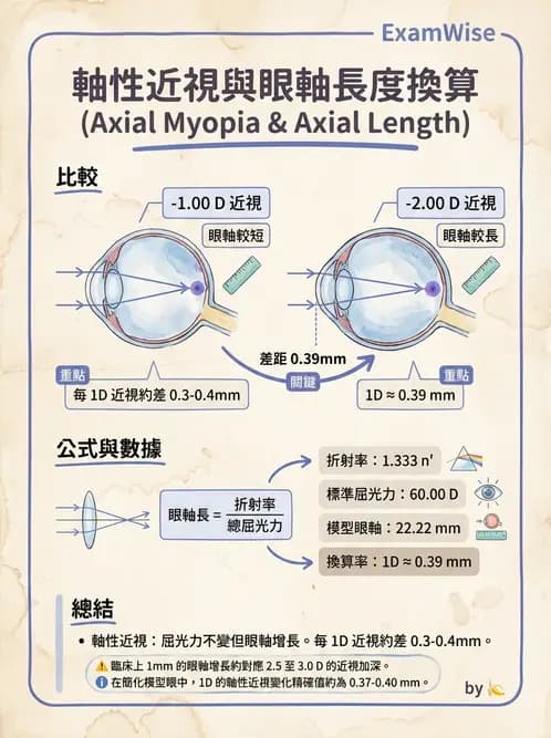 驗光師 - 模型眼屈光計算與屈光不正 - AI 圖文解析預覽