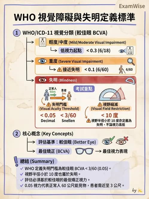 驗光師 - 視障的分類及流行分布 - AI 圖文解析預覽